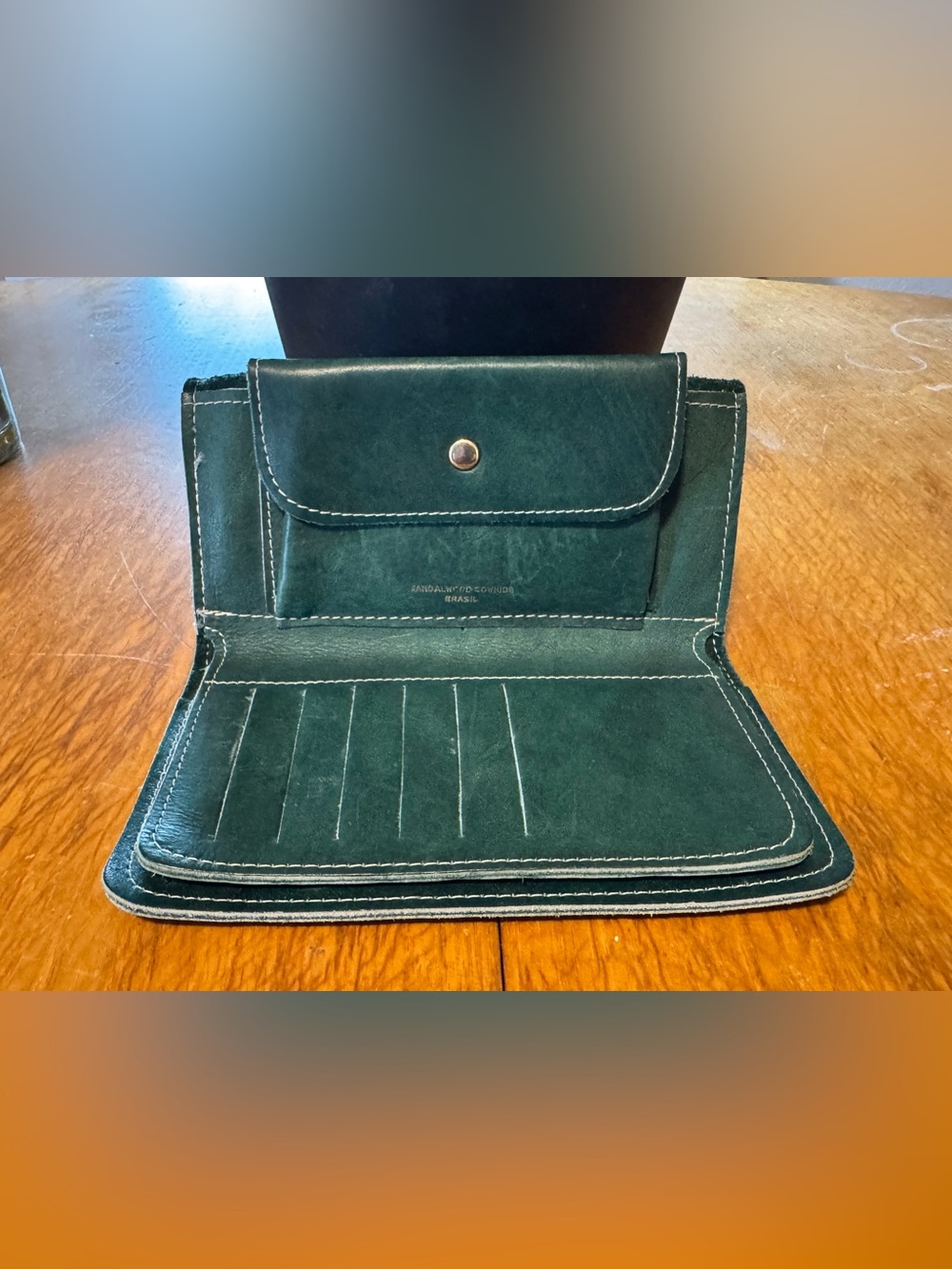 Vintage Sandalwood Cowhide Genuine Leather Trifold Clutch Wallet